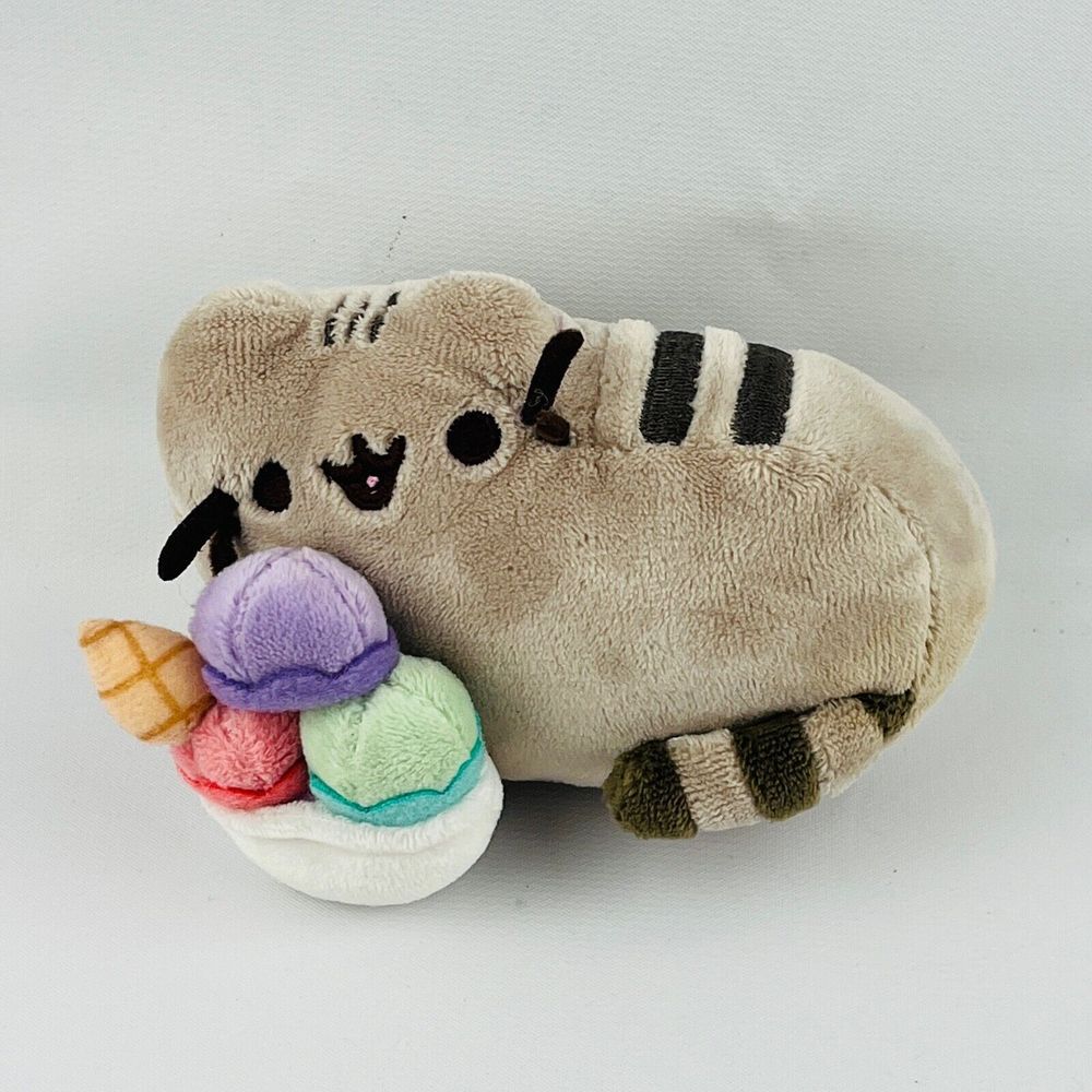 Gund Pusheen Ice Cream‎ Bowl Cone Plush Cat 5" Stuffed Animal 2016 #4058998